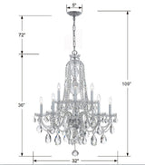 Traditional Crystal 10 Light Hand Cut Crystal Polished Chrome Chandelier 1110-CH-CL-MWP