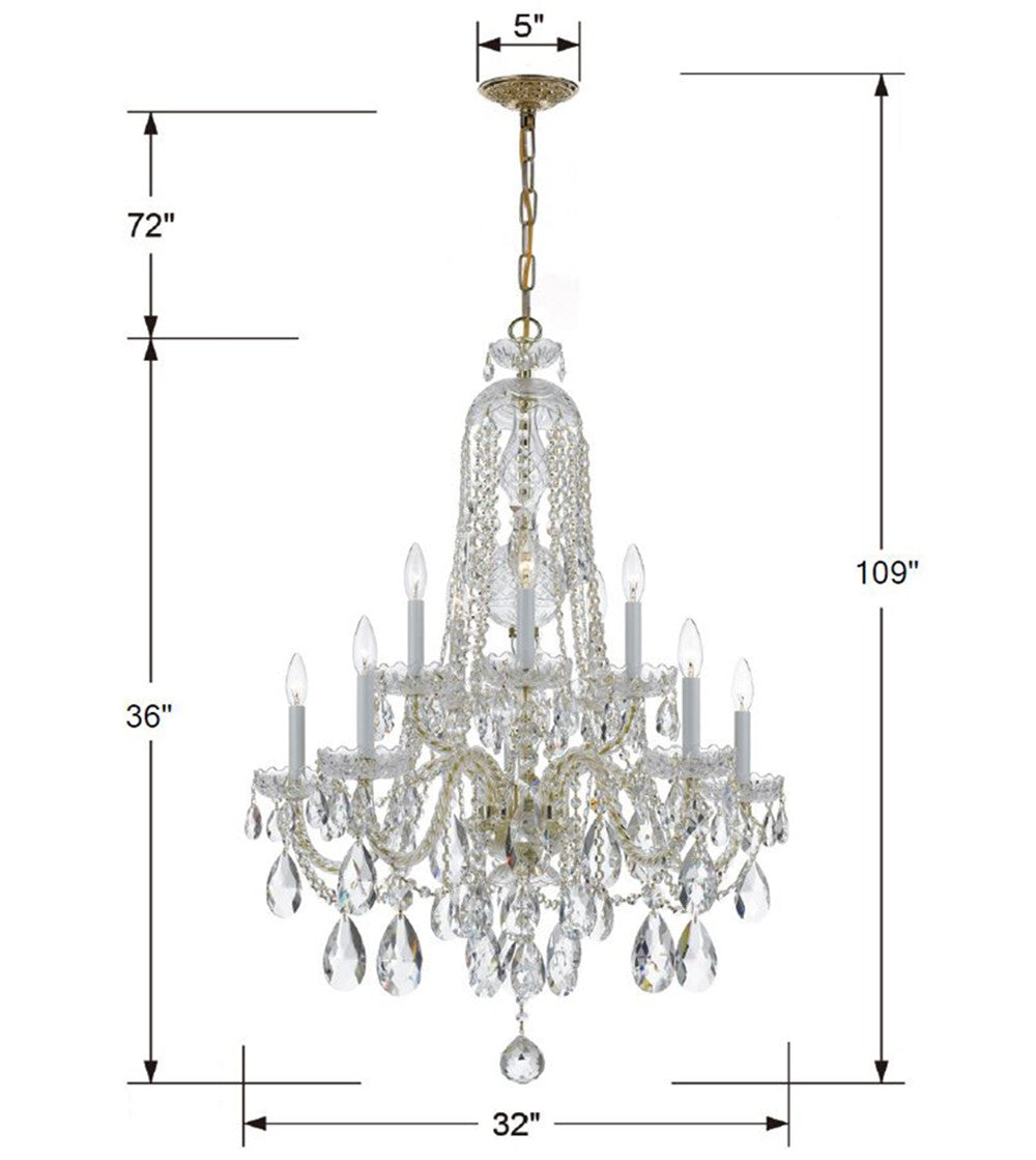 Traditional Crystal 10 Light Hand Cut Crystal Polished Chrome Chandelier 1110-CH-CL-MWP