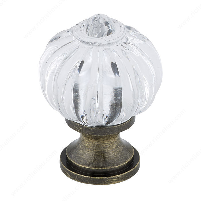 Richelieu BP4035AE11 Eclectic Acrylic and Metal Knob - 4035, Clear / Antique English