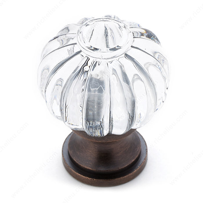 Richelieu BP4035BORB11 Eclectic Acrylic and Metal Knob - 4035, Clear / Brushed Oil-Rubbed Bronze