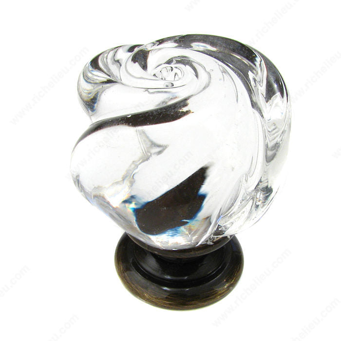 Richelieu 9030AE11 Traditional Murano Glass and Metal Knob - 9030, Clear / Antique English