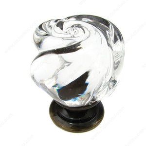 Richelieu 9030AE11 Traditional Murano Glass and Metal Knob - 9030, Clear / Antique English