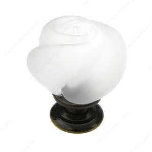 Richelieu 9030AE12 Traditional Murano Glass and Metal Knob - 9030, Frosted Clear / Antique English