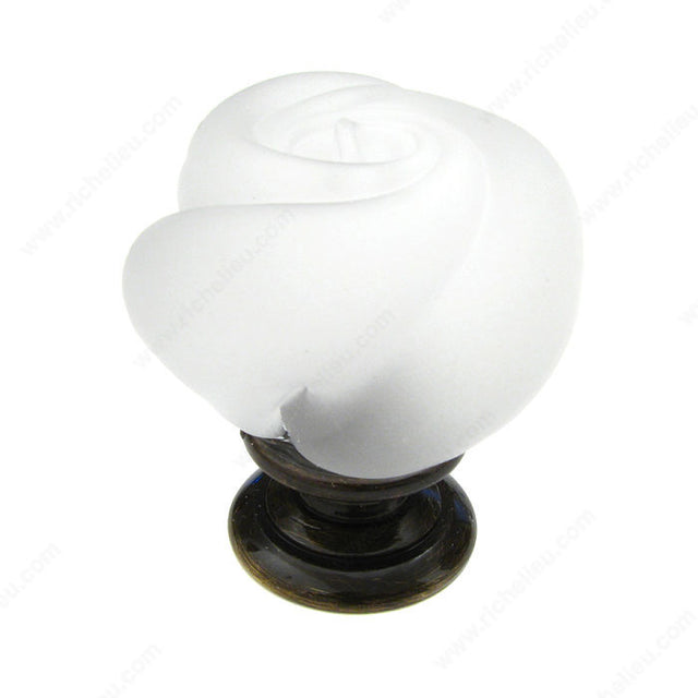 Richelieu 9030AE12 Traditional Murano Glass and Metal Knob - 9030, Frosted Clear / Antique English