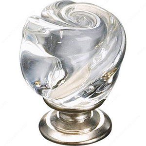 Richelieu 903019511 Traditional Murano Glass and Metal Knob - 9030, Clear / Brushed Nickel