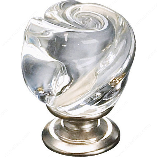 Richelieu 903019511 Traditional Murano Glass and Metal Knob - 9030, Clear / Brushed Nickel