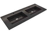 BOCCHI 1111-004-0132 Ravenna Wall-Mounted Sink Fireclay 48 in. Double Bowl for Two 1-Hole Faucets with Overflows in Matte Black