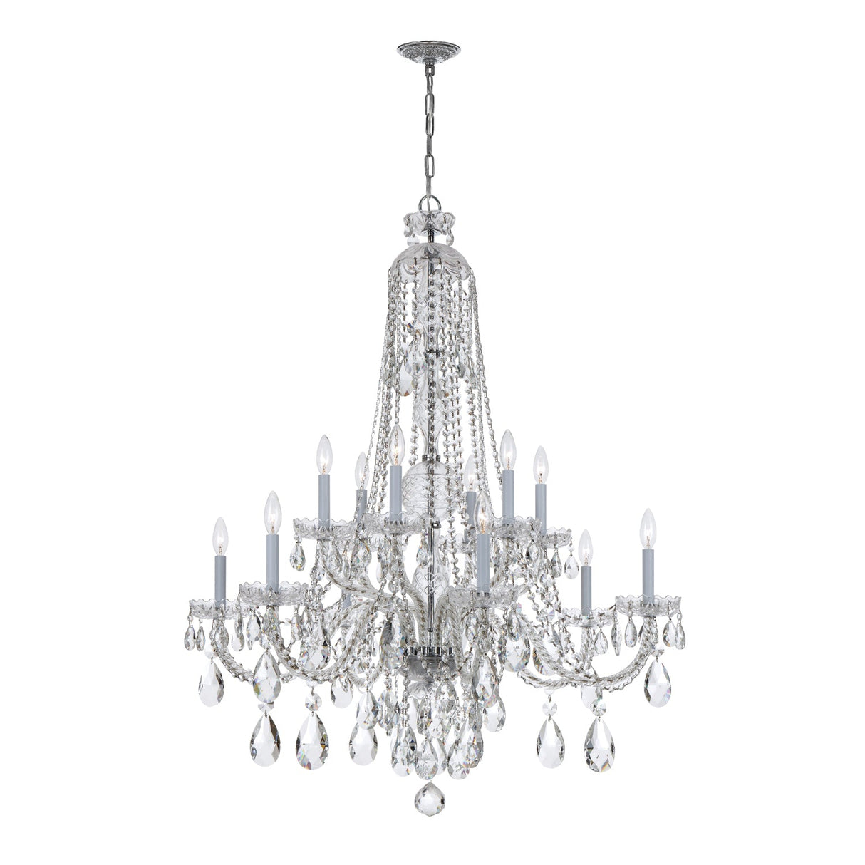 Traditional Crystal 12 Light Spectra Crystal Polished Chrome Chandelier 1112-CH-CL-SAQ