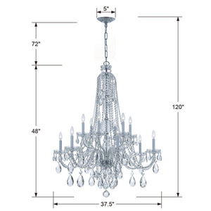 Traditional Crystal 12 Light Swarovski Strass Crystal Polished Chrome Chandelier 1112-CH-CL-S