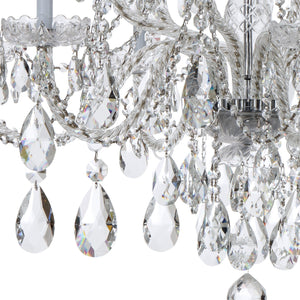 Traditional Crystal 12 Light Swarovski Strass Crystal Polished Chrome Chandelier 1112-CH-CL-S