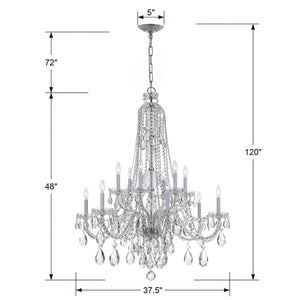 Traditional Crystal 12 Light Swarovski Strass Crystal Polished Chrome Chandelier 1112-CH-CL-S