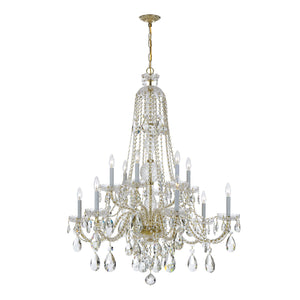 Traditional Crystal 12 Light Spectra Crystal Polished Brass Chandelier 1112-PB-CL-SAQ