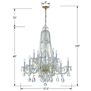 Traditional Crystal 12 Light Swarovski Strass Crystal Polished Chrome Chandelier 1112-CH-CL-S