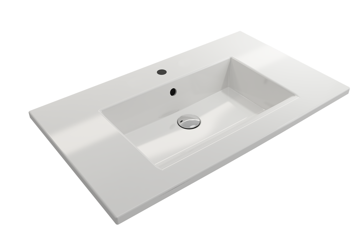 BOCCHI 1113-001-0126 Ravenna Wall-Mounted Sink Fireclay 32.25 in. 1-Hole with Overflow in White