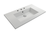 BOCCHI 1113-002-0127 Ravenna Wall-Mounted Sink Fireclay 32.25 in. 3-Hole with Overflow in Matte White
