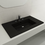 BOCCHI 1113-004-0127 Ravenna Wall-Mounted Sink Fireclay 32.25 in. 3-Hole with Overflow in Matte Black