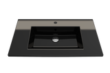BOCCHI 1113-005-0126 Ravenna Wall-Mounted Sink Fireclay 32.25 in. 1-Hole with Overflow in Black