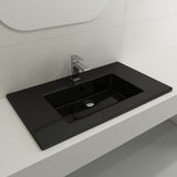 BOCCHI 1113-005-0126 Ravenna Wall-Mounted Sink Fireclay 32.25 in. 1-Hole with Overflow in Black