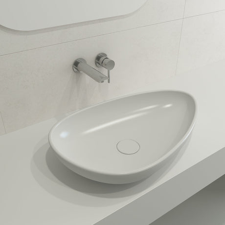 BOCCHI 1114-002-0125 Etna Vessel Fireclay 23.25 in. with Matching Drain Cover in Matte White