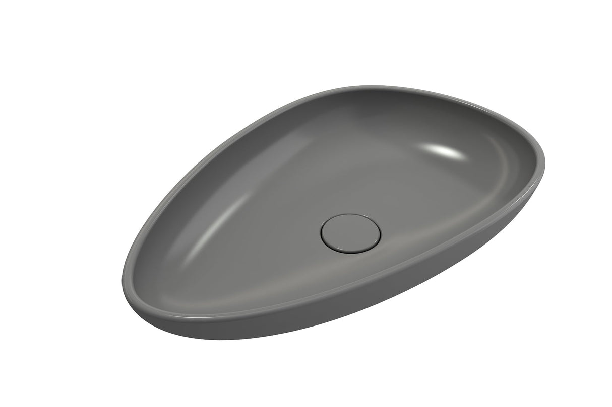 BOCCHI 1114-006-0125 Etna Vessel Fireclay 23.25 in. with Matching Drain Cover in Matte Gray