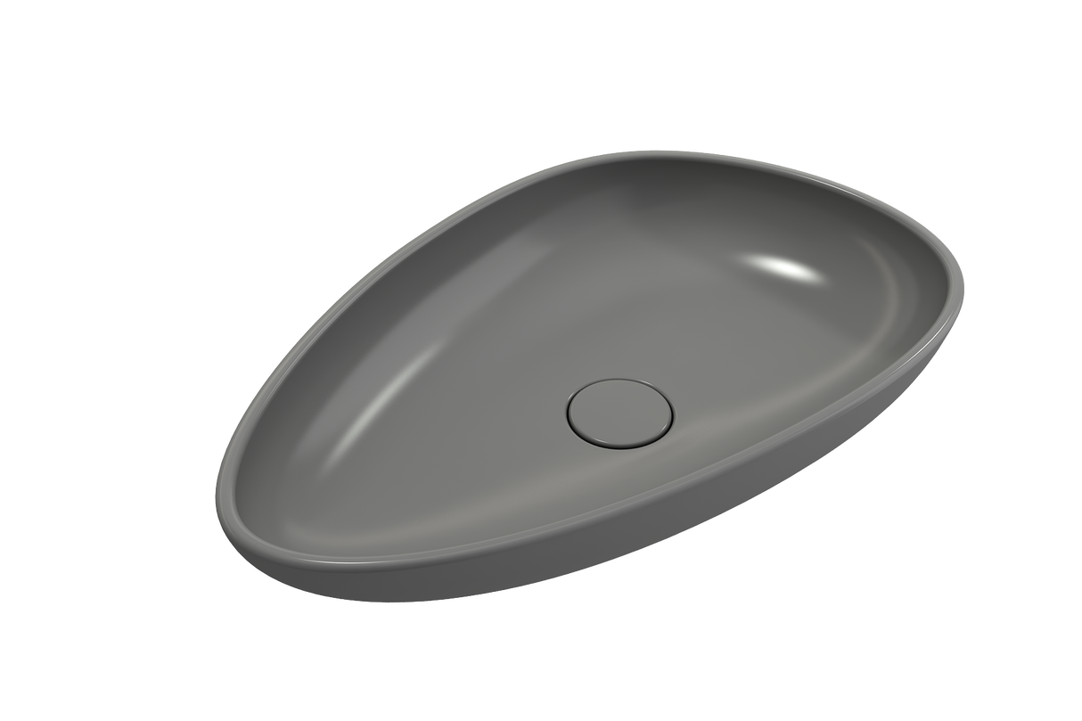 BOCCHI 1114-006-0125 Etna Vessel Fireclay 23.25 in. with Matching Drain Cover in Matte Gray