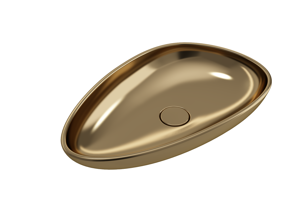 BOCCHI 1114-403-0125 Etna Vessel Fireclay 23.25 in. with Matching Drain Cover in Matte Gold