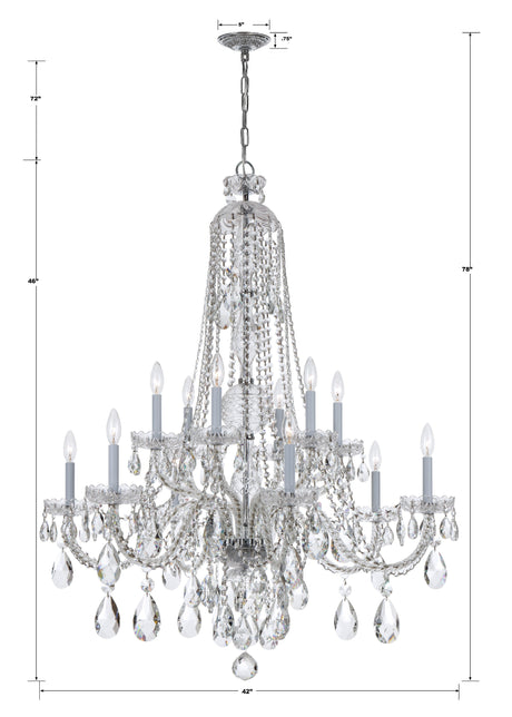 Traditional Crystal 12 Light Hand Cut Crystal Polished Chrome Chandelier 1114-CH-CL-MWP