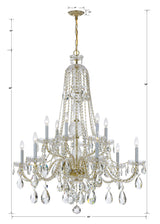 Traditional Crystal 12 Light Hand Cut Crystal Polished Chrome Chandelier 1114-CH-CL-MWP