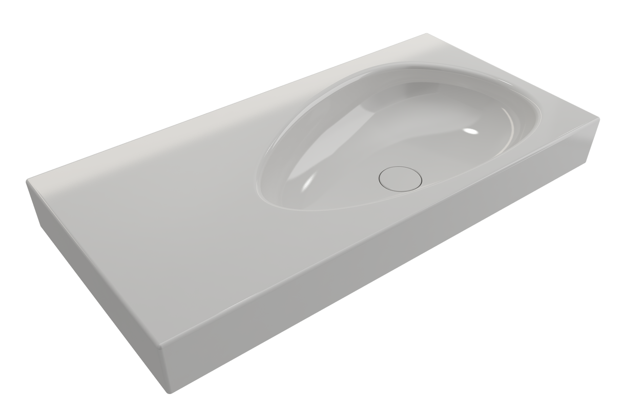 BOCCHI 1115-001-0125 Etna Wall-Mounted Sink Fireclay 35.5 in. with Matching Drain Cover in White