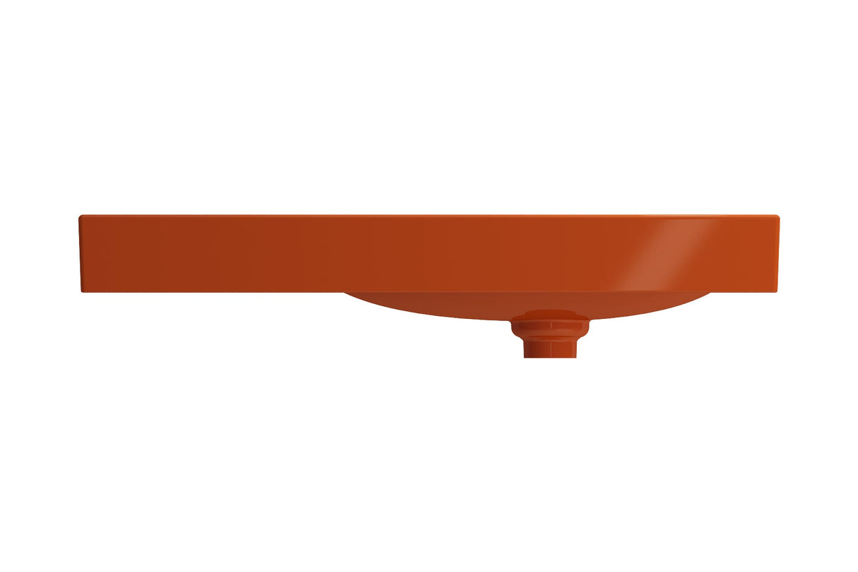 BOCCHI 1115-012-0125 Etna Wall-Mounted Sink Fireclay 35.5 in. with Matching Drain Cover in Orange