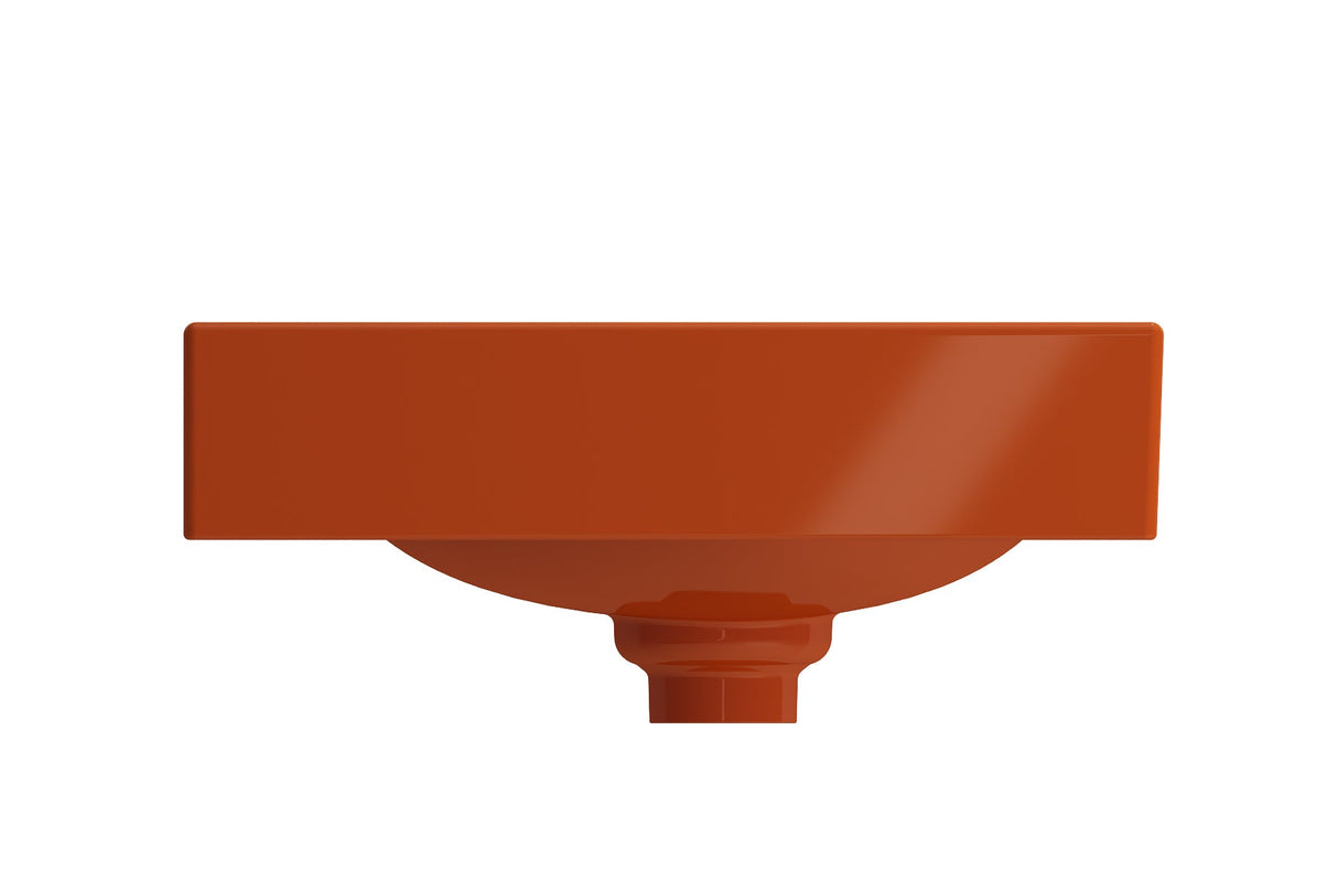 BOCCHI 1115-012-0125 Etna Wall-Mounted Sink Fireclay 35.5 in. with Matching Drain Cover in Orange