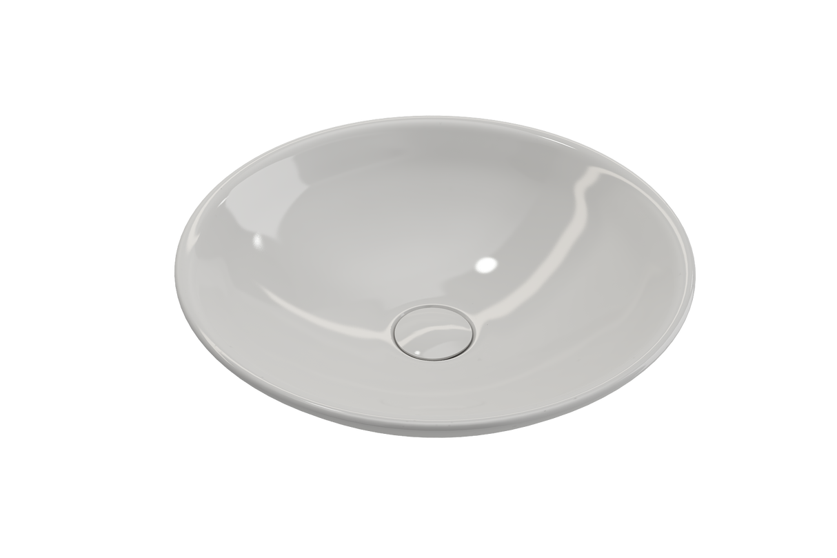 BOCCHI 1120-001-0125 Venezia Vessel Fireclay 15.75 in. with Matching Drain Cover in White