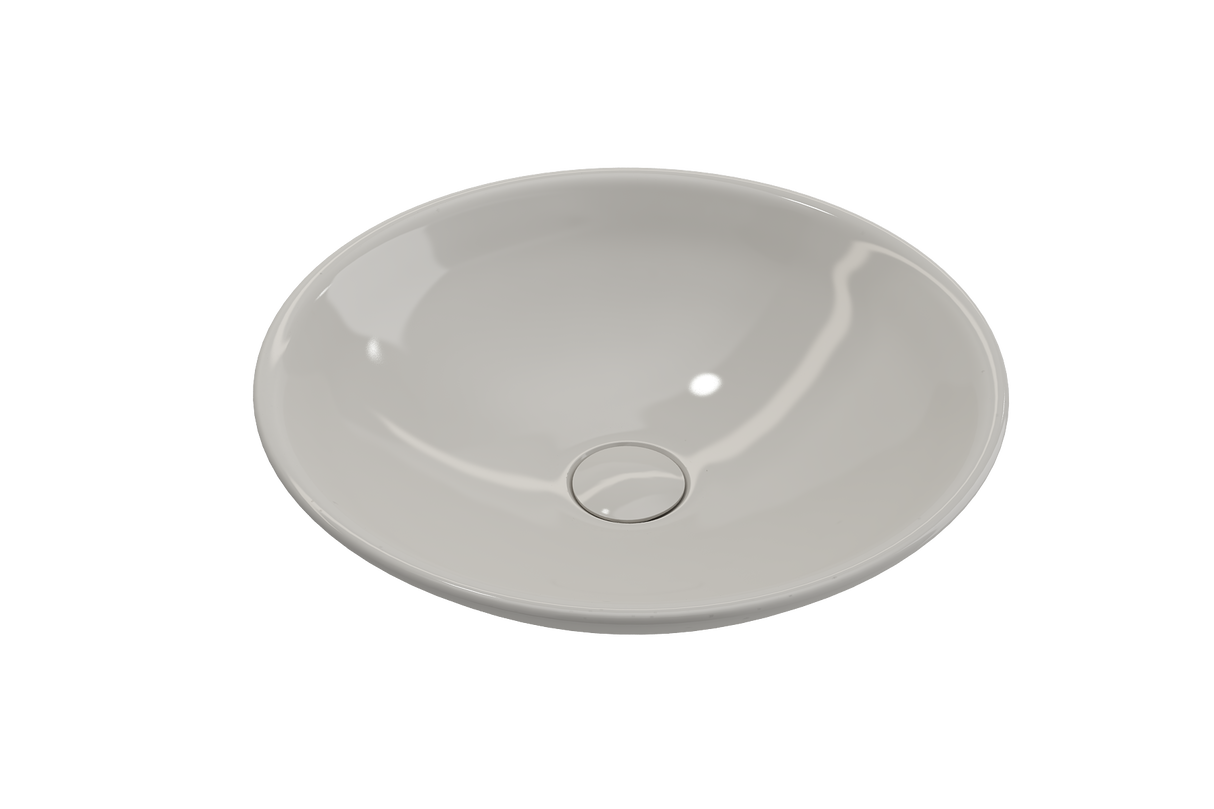BOCCHI 1120-014-0125 Venezia Vessel Fireclay 15.75 in. with Matching Drain Cover in Biscuit