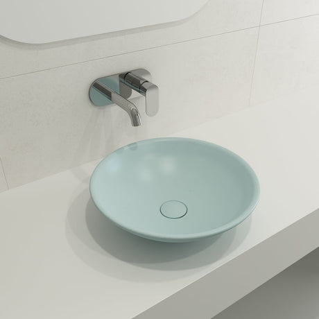 BOCCHI 1120-029-0125 Venezia Vessel Fireclay 15.75 in. with Matching Drain Cover in Matte Ice Blue