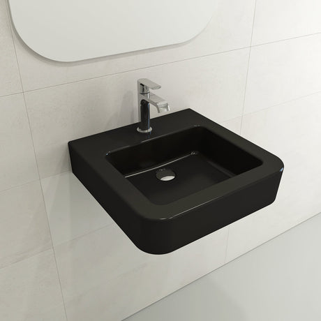 BOCCHI 1122-004-0126 Parma Wall-Mounted Sink Fireclay 19.75 in. 1-Hole with Overflow in Matte Black