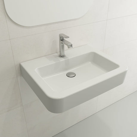 BOCCHI 1123-002-0126 Parma Wall-Mounted Sink Fireclay 25.5 in. 1-Hole with Overflow in Matte White