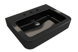 BOCCHI 1123-005-0127 Parma Wall-Mounted Sink Fireclay 25.5 in. 3-Hole with Overflow in Black