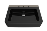 BOCCHI 1123-005-0127 Parma Wall-Mounted Sink Fireclay 25.5 in. 3-Hole with Overflow in Black