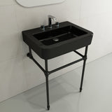 BOCCHI 1123-005-0127 Parma Wall-Mounted Sink Fireclay 25.5 in. 3-Hole with Overflow in Black