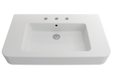 BOCCHI 1124-002-0127 Parma Wall-Mounted Sink Fireclay 33.5 in. 3-Hole with Overflow in Matte White