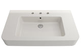 BOCCHI 1124-014-0127 Parma Wall-Mounted Sink Fireclay 33.5 in. 3-Hole with Overflow in Biscuit