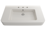 BOCCHI 1124-014-0127 Parma Wall-Mounted Sink Fireclay 33.5 in. 3-Hole with Overflow in Biscuit