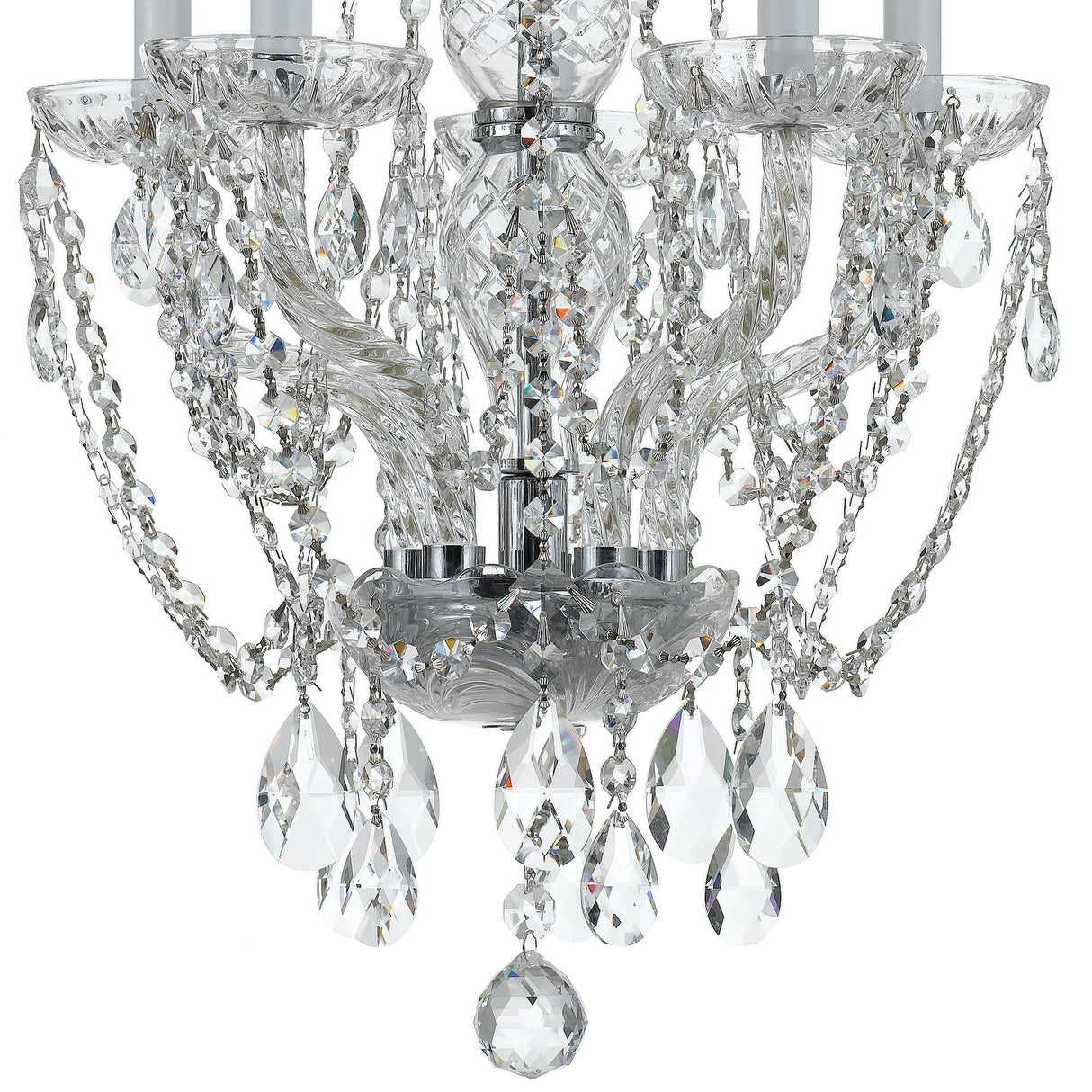 Traditional Crystal 5 Light Hand Cut Crystal Polished Chrome Mini Chandelier 1129-CH-CL-MWP