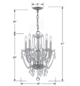 Traditional Crystal 5 Light Hand Cut Crystal Polished Chrome Mini Chandelier 1129-CH-CL-MWP