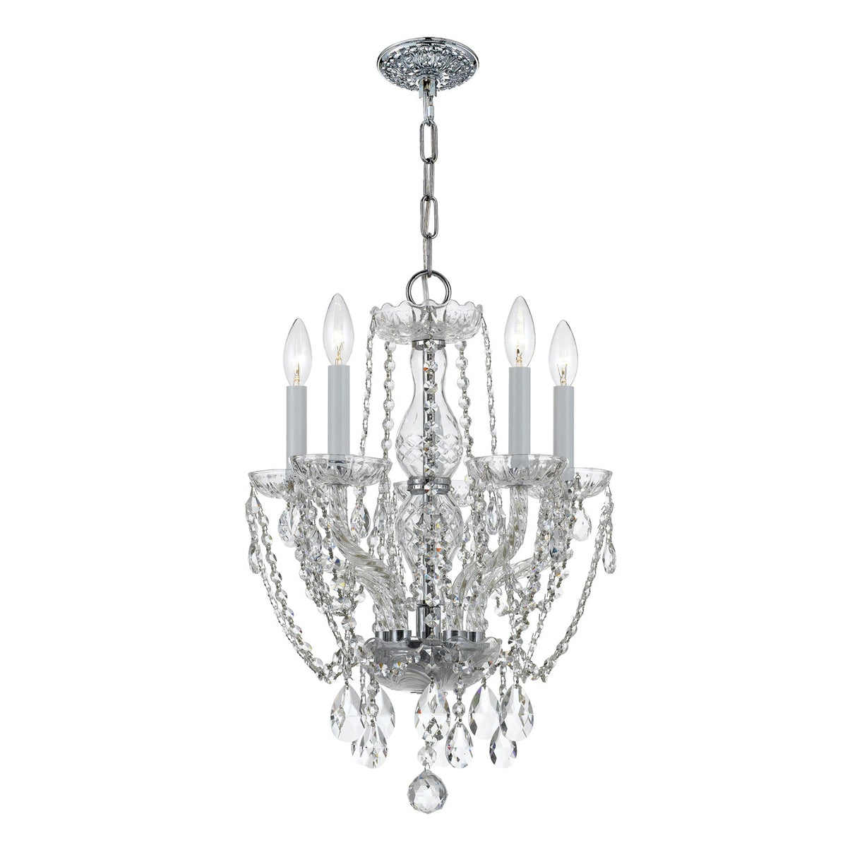 Traditional Crystal 5 Light Swarovski Strass Crystal Polished Chrome Mini Chandelier 1129-CH-CL-S