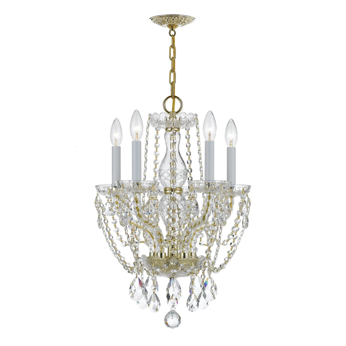 Traditional Crystal 5 Light Hand Cut Crystal Polished Chrome Mini Chandelier 1129-CH-CL-MWP