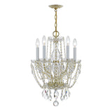 Traditional Crystal 5 Light Hand Cut Crystal Polished Chrome Mini Chandelier 1129-CH-CL-MWP