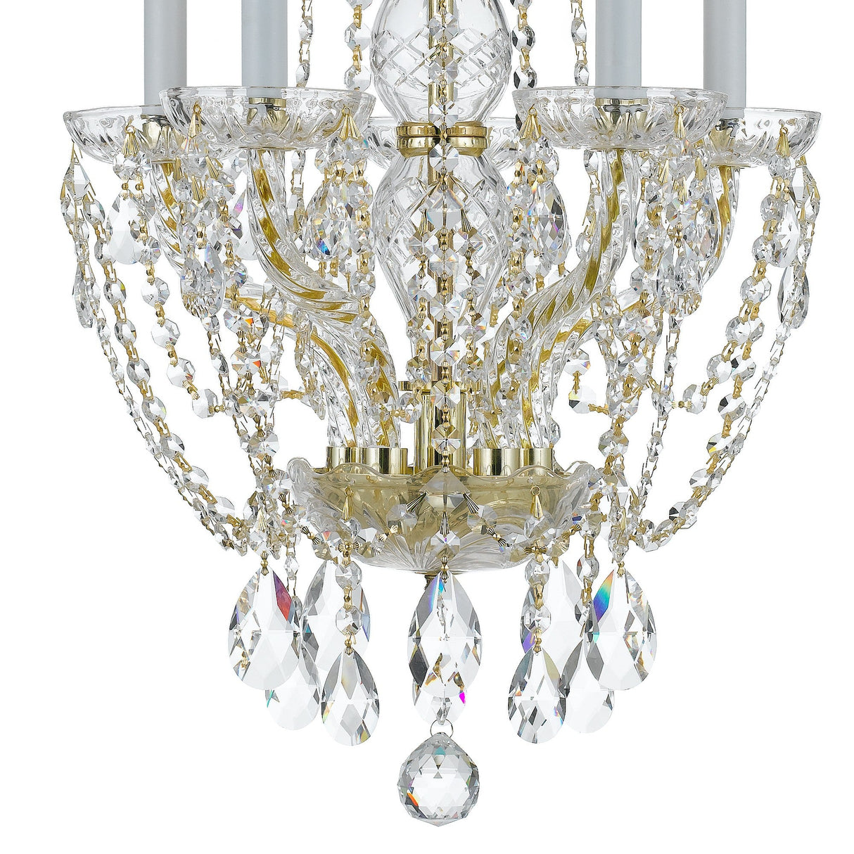 Traditional Crystal 5 Light Hand Cut Crystal Polished Chrome Mini Chandelier 1129-CH-CL-MWP