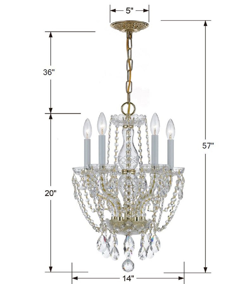 Traditional Crystal 5 Light Hand Cut Crystal Polished Chrome Mini Chandelier 1129-CH-CL-MWP