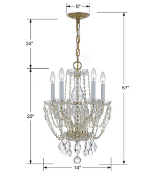 Traditional Crystal 5 Light Swarovski Strass Crystal Polished Chrome Mini Chandelier 1129-CH-CL-S